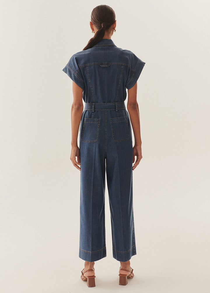 Indigo Lyocell Wide-Leg Jumpsuit