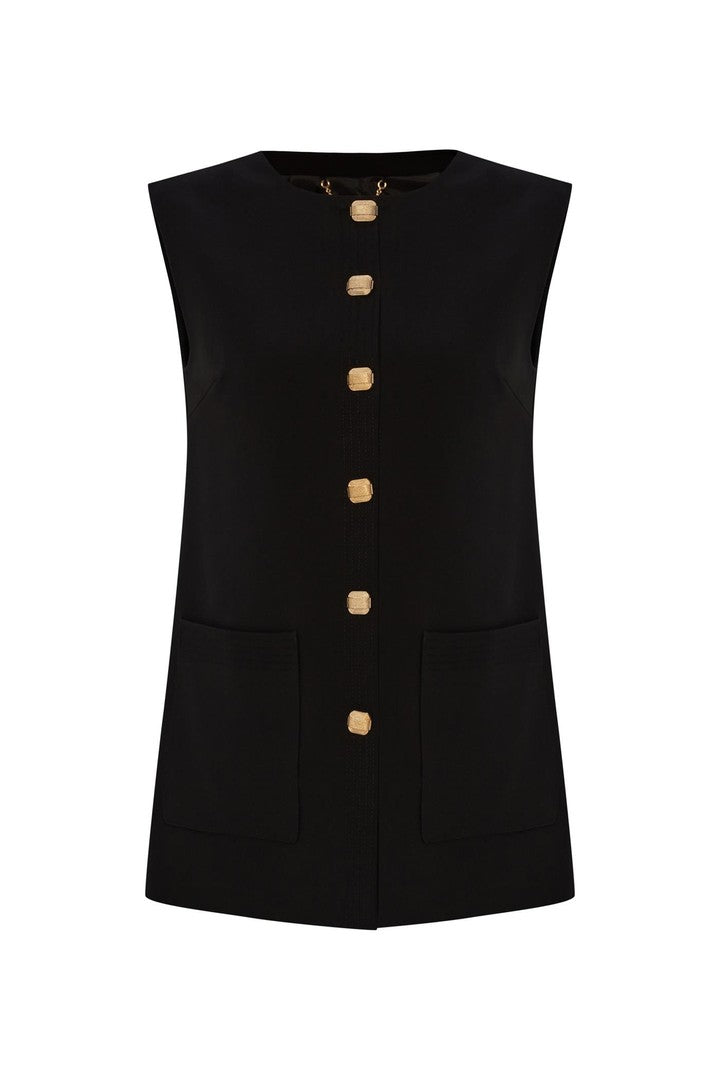 Regular Fit Vest with Pockets and Button Details
