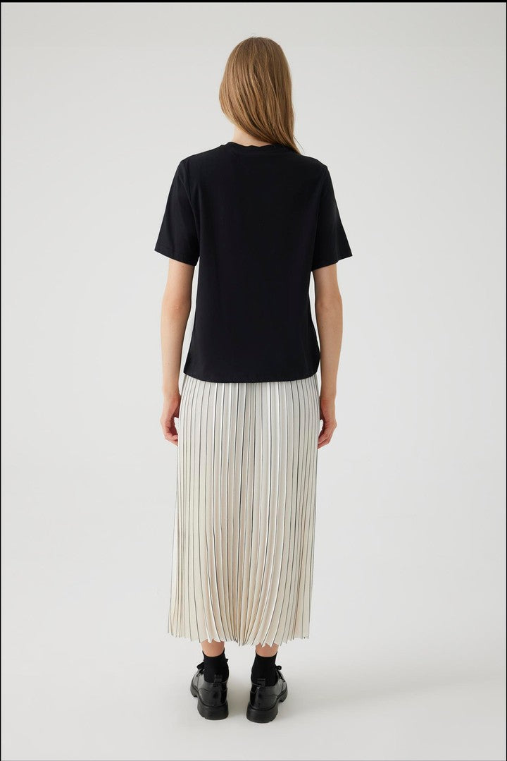 Black Regular Fit T-Shirt with Embroidered Crew Neck