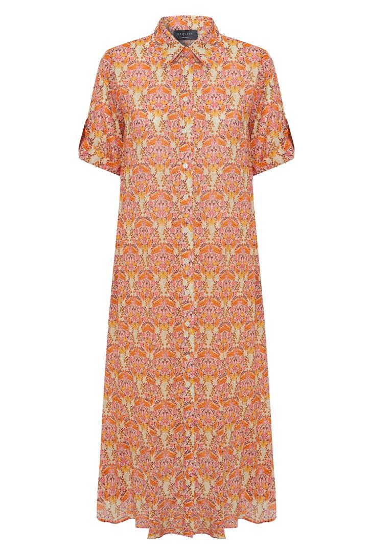 Midi Floral Patterned Shirt Dress