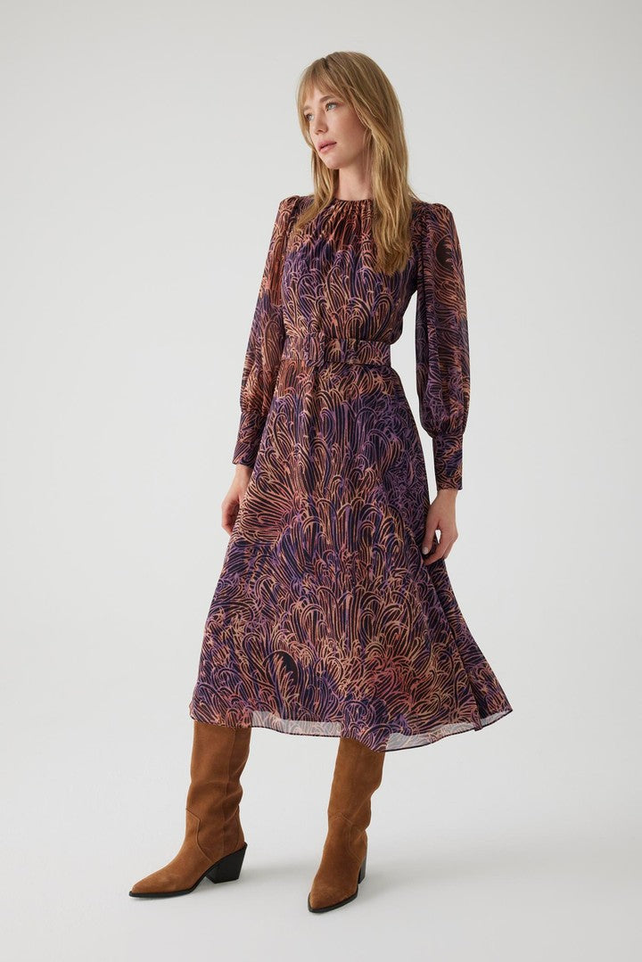Regular Fit Midi Dress with Ethnic Pattern