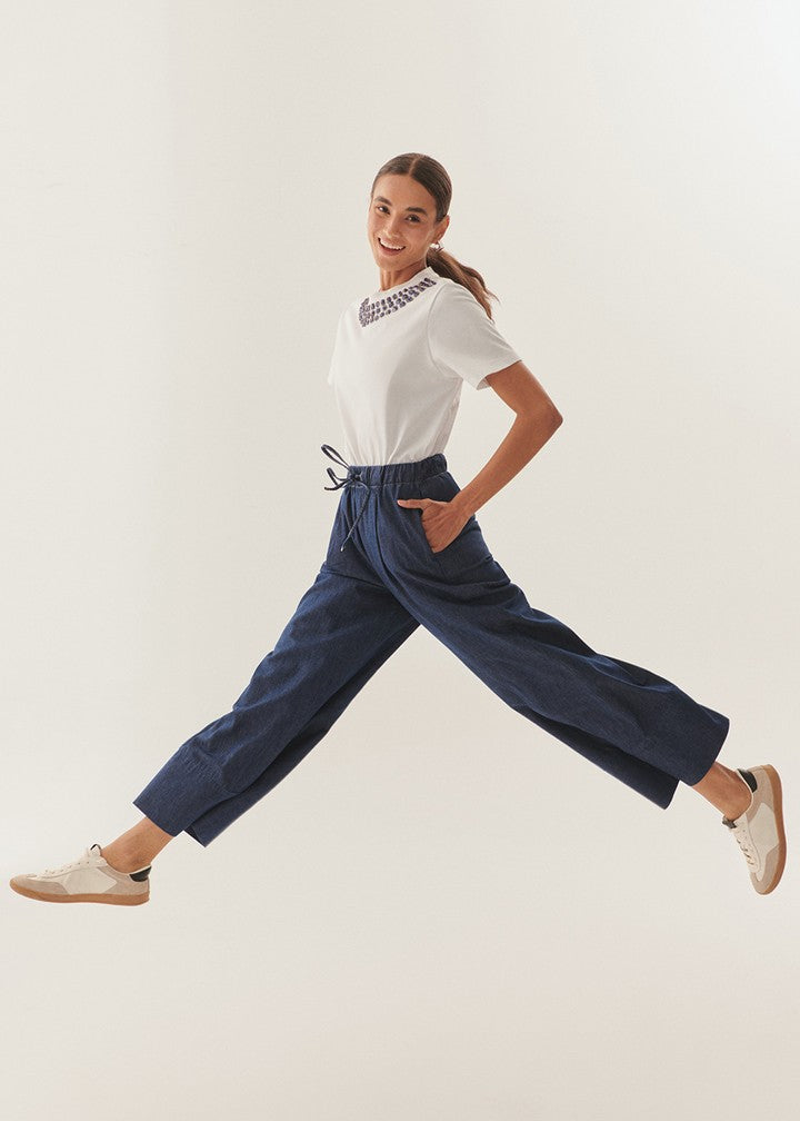 Indigo Drawstring Palazzo Pants