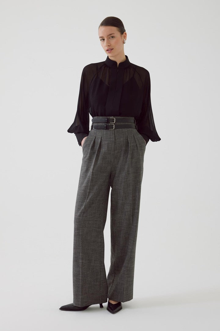 Anthracite Regular Fit Pants with Belt