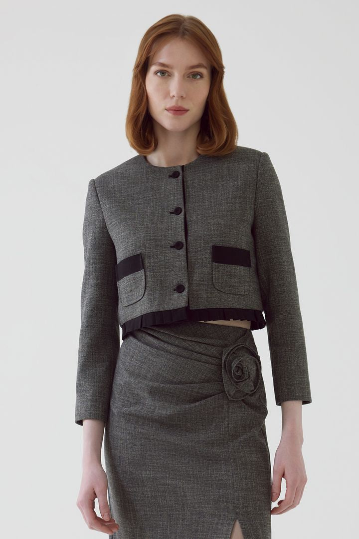 Anthracite Regular Fit Cropped Jacket with Pockets