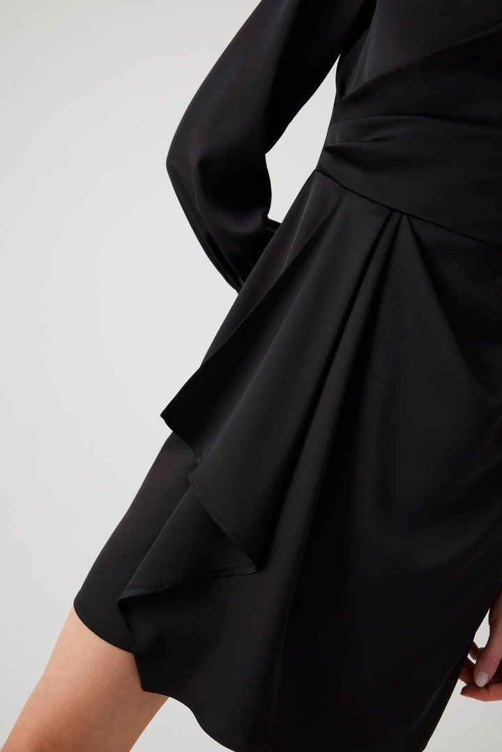 Black Regular Fit Mini Wrap Dress