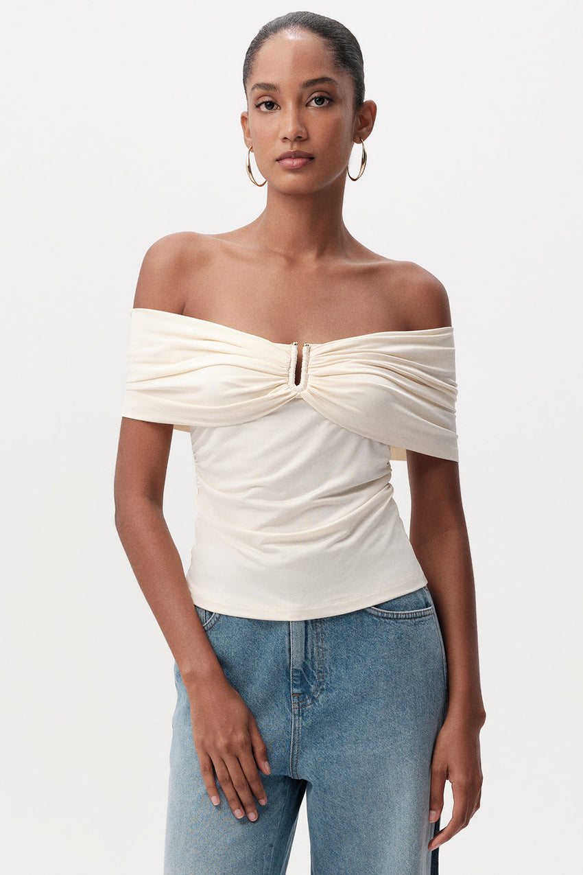Artus Off Shoulder Blouse - CREAM