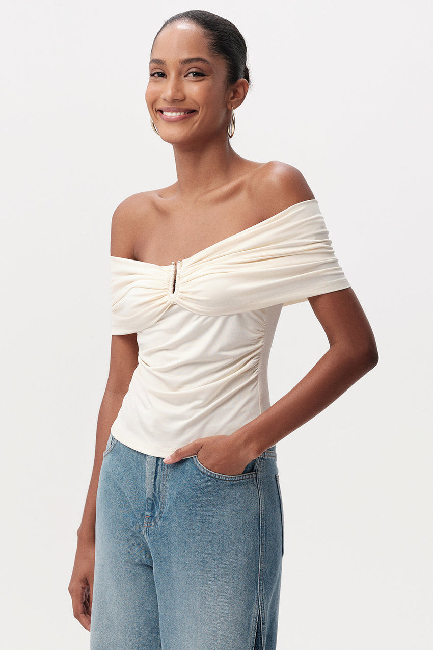 Artus Off Shoulder Blouse - CREAM