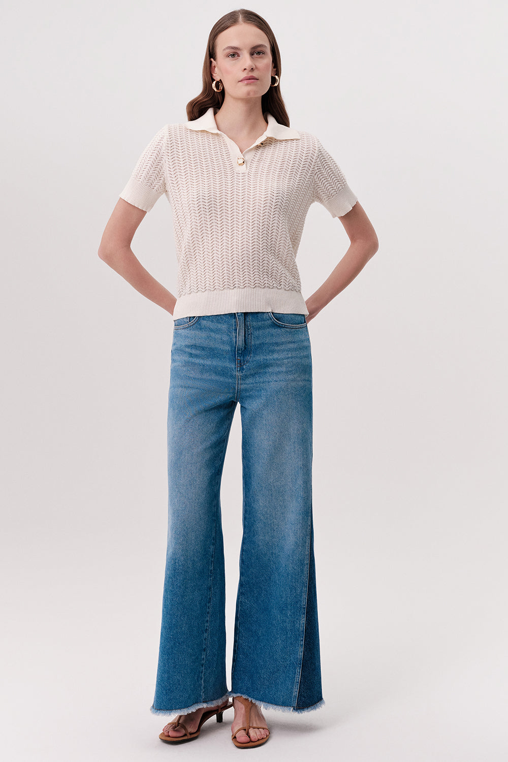 Rachelle Short Sleeve Knit Blouse - CREAM