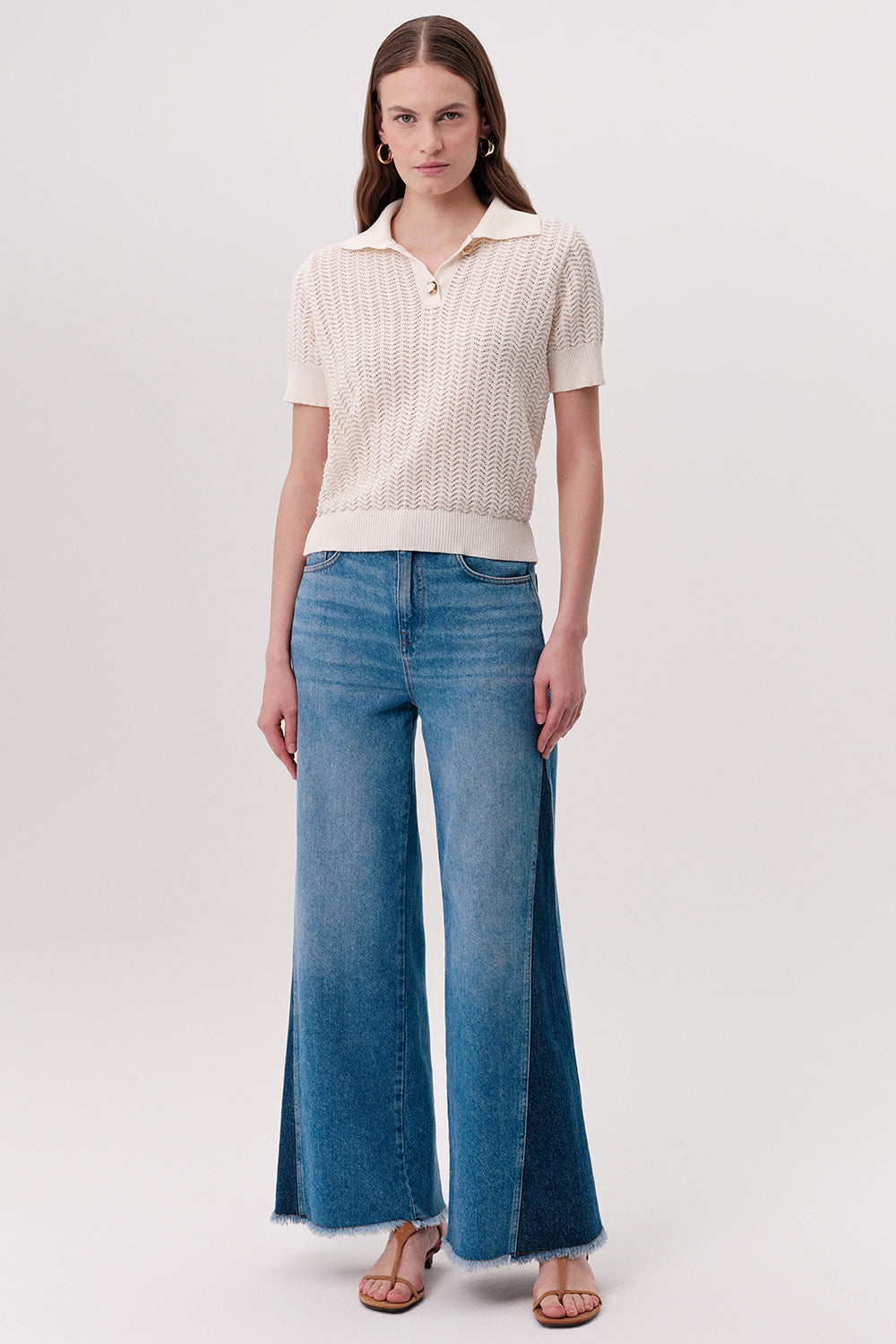Rachelle Short Sleeve Knit Blouse - CREAM