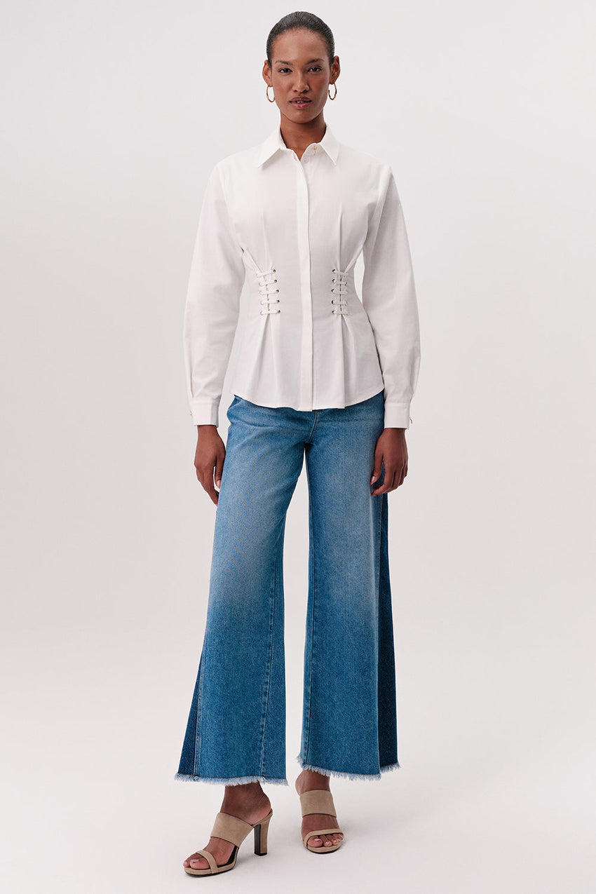 Shirt with Shirt Collar - WHITE