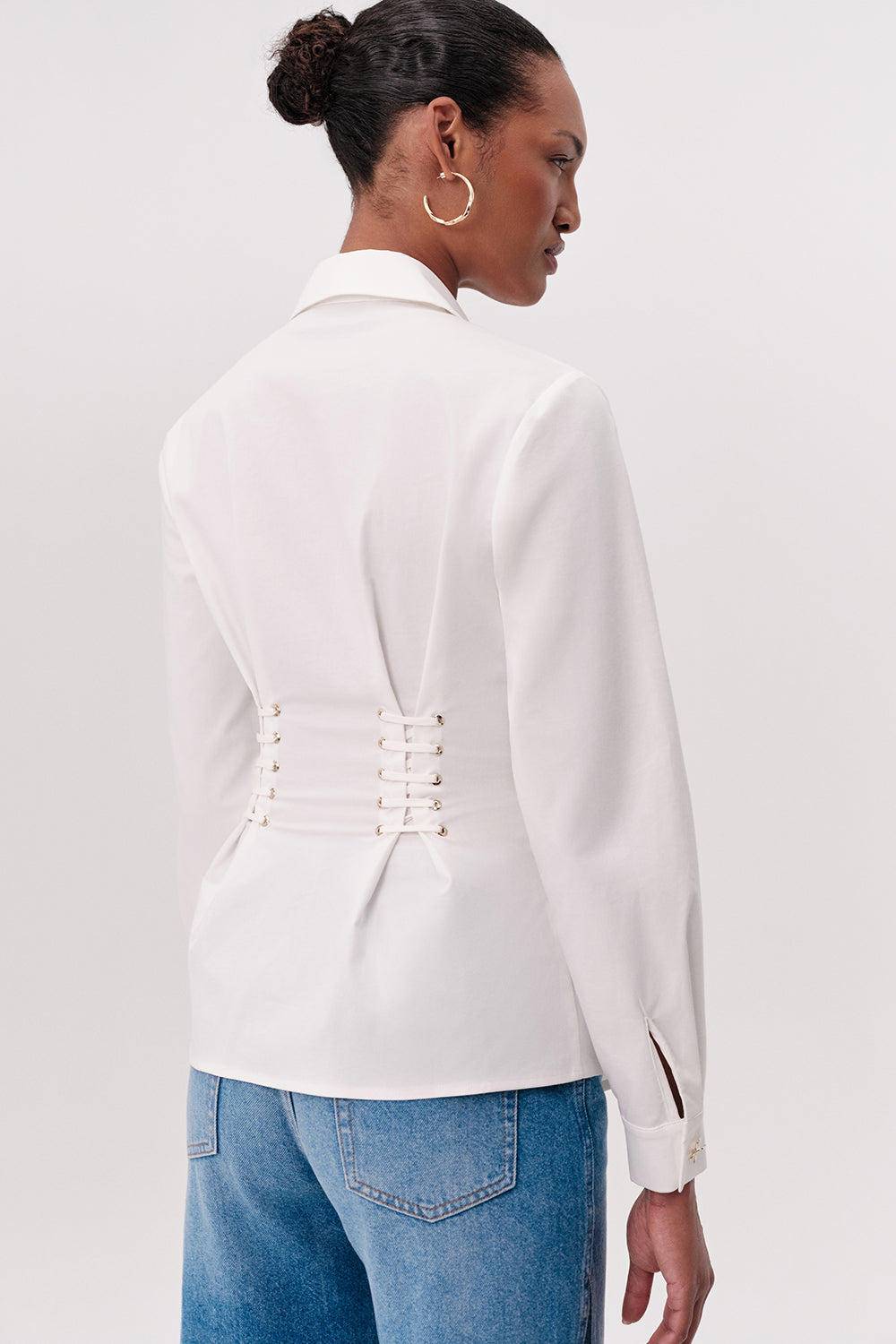 Shirt with Shirt Collar - WHITE