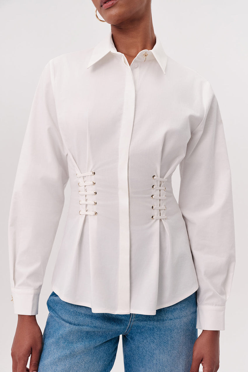 Shirt with Shirt Collar - WHITE