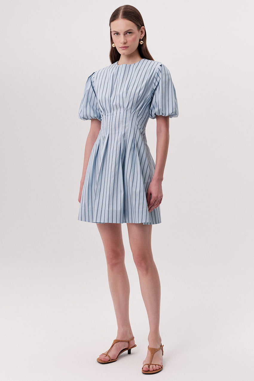 Mini Dress with Puff Sleeves - MULTI COLOR