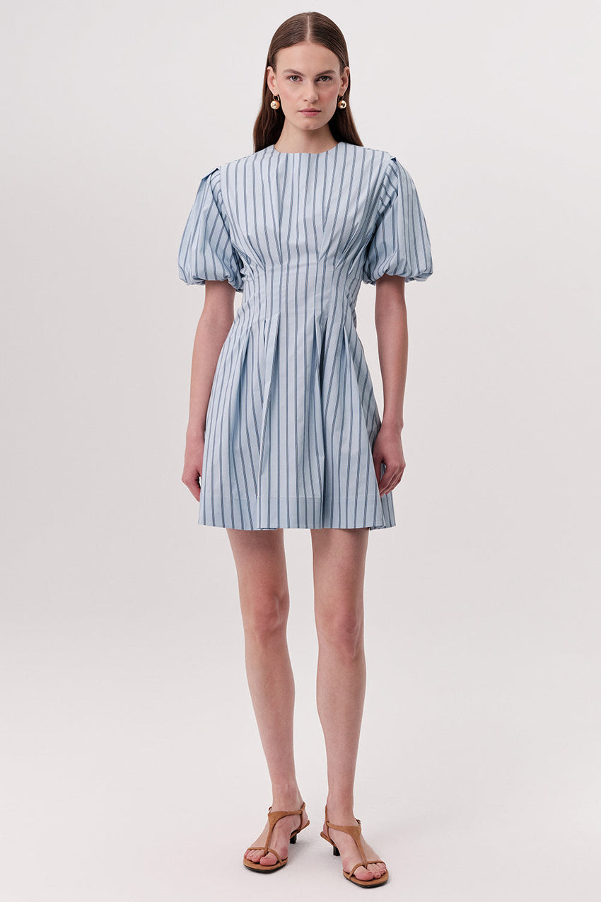 Mini Dress with Puff Sleeves - MULTI COLOR