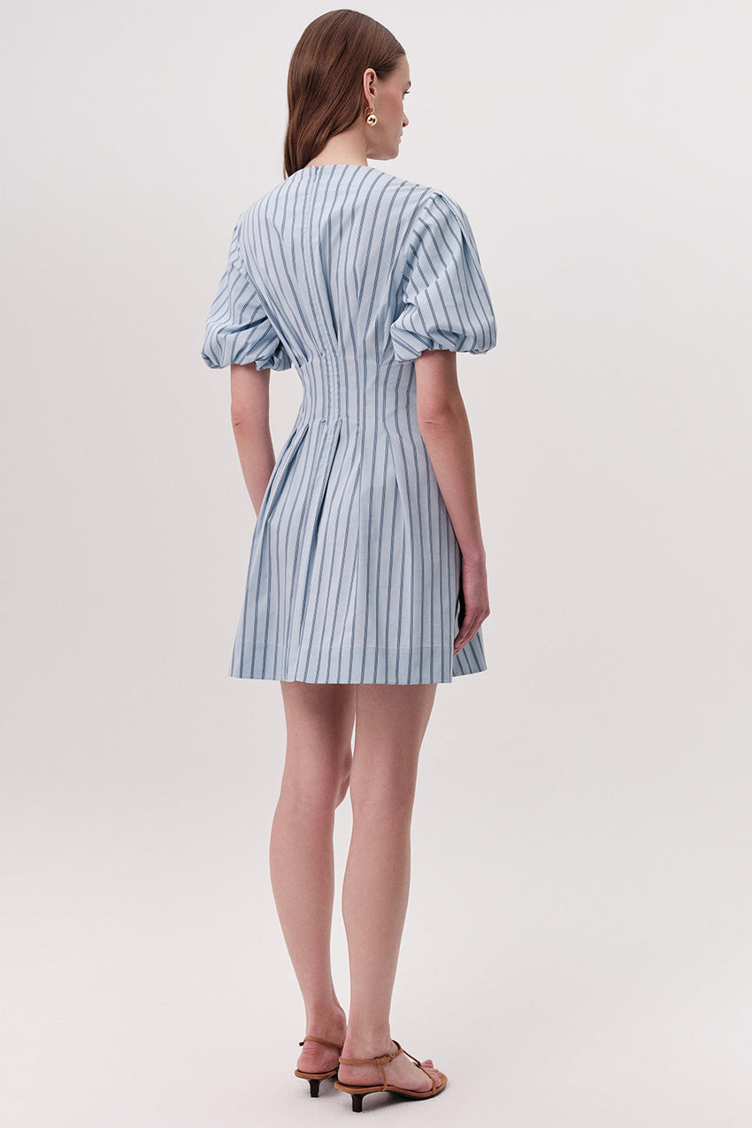 Mini Dress with Puff Sleeves - MULTI COLOR