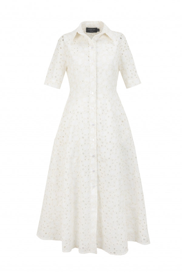 Fresco Patterned Cotton Midi Shirt Dress