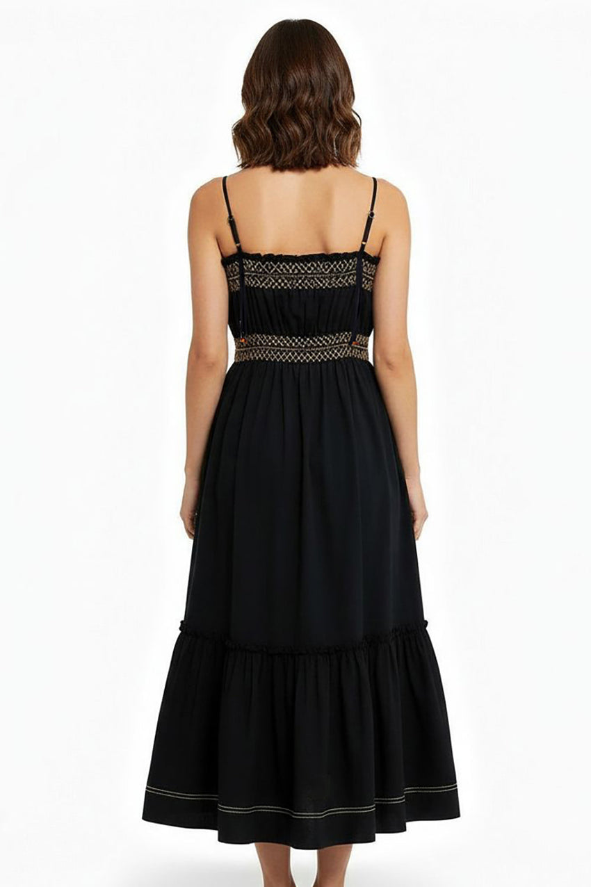 Spaghetti Strap Midi Dress  - BONE