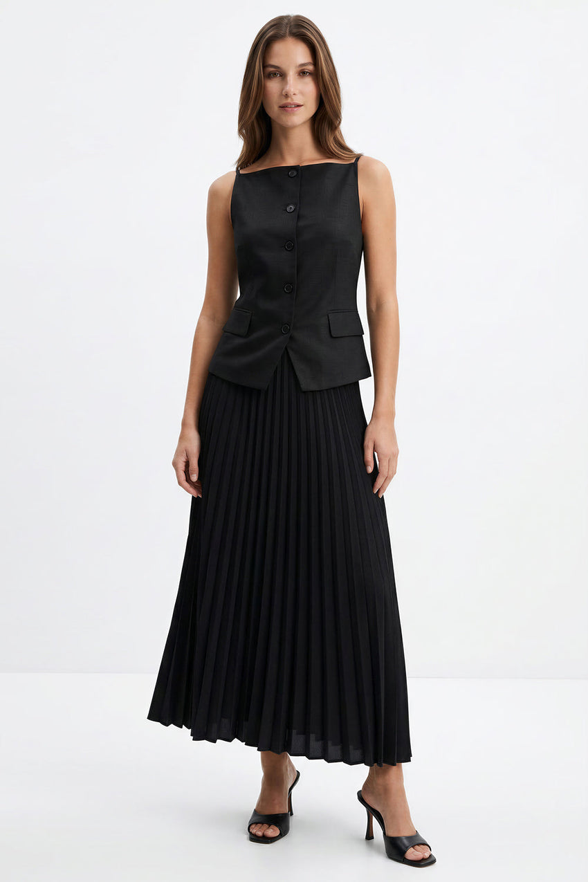 Tank Top Midi Dress - BLACK