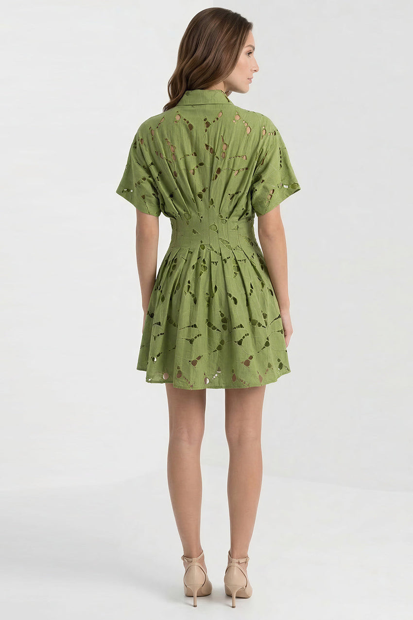 Short Sleeve Mini Dress - ECRU